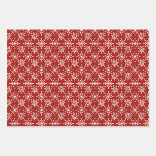 Schneeflocke in Rot Geschenkpapier Set (Vorderseite 3)