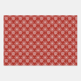 Schneeflocke in Rot Geschenkpapier Set