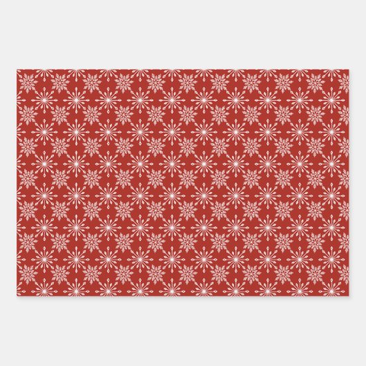 Schneeflocke in Rot Geschenkpapier Set (Vorderseite)