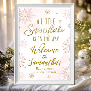 Schneeflocke ist auf dem Weg Baby Shower Willkomme Poster