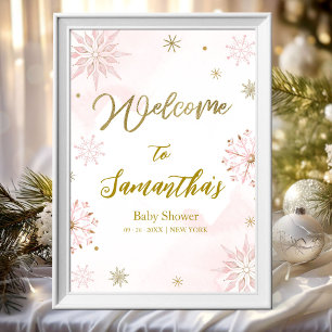 Schneeflocke ist auf dem Weg Baby Shower Willkomme Poster