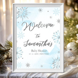 Schneeflocke ist auf dem Weg Baby Shower Willkomme Poster