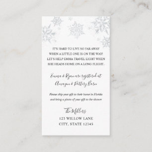 Schneeflocke Langstrecken-Babydusche Begleitkarte