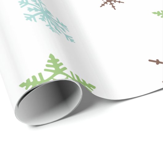 Schneeflocke launisch in Rotem, in Grünem, Blau u. Geschenkpapier (Rolleneckpunkt)