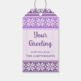 Schneeflocke Lila Nordic Strick Sweater Your Gruß Geschenkanhänger