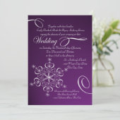 Schneeflocke Lila Winterhochzeit Einladung (Stehend Vorderseite)