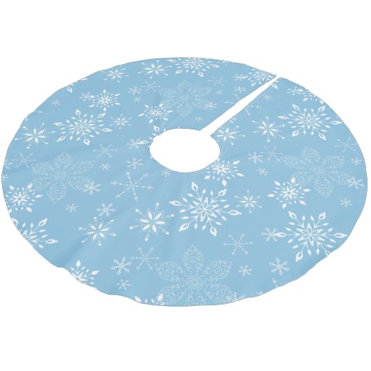 Schneeflocke-lt Blue Polyester Weihnachtsbaumdecke (Schrägansicht)