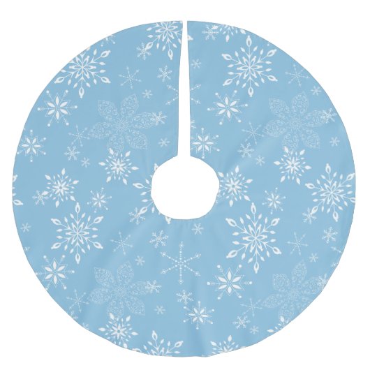 Schneeflocke-lt Blue Polyester Weihnachtsbaumdecke (Vorderseite)