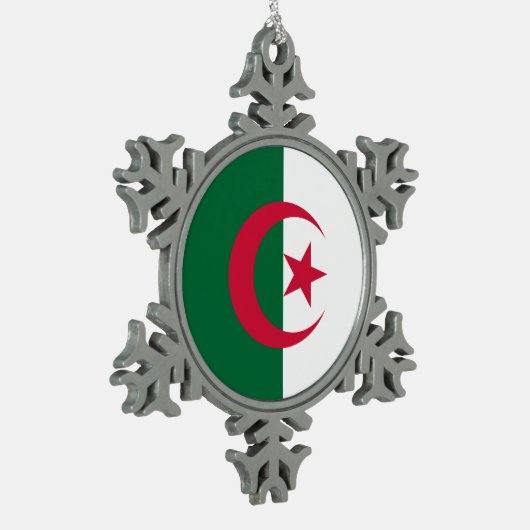 Schneeflocke mit algerischer Flagge Schneeflocken Zinn-Ornament (Links)