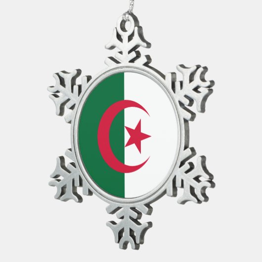 Schneeflocke mit algerischer Flagge Schneeflocken Zinn-Ornament (Rechts)
