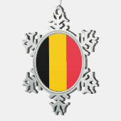 Schneeflocke mit belgischer Flagge Schneeflocken Zinn-Ornament (Rechts)