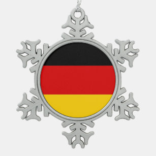 Schneeflocke mit deutscher Flagge Schneeflocken Zinn-Ornament