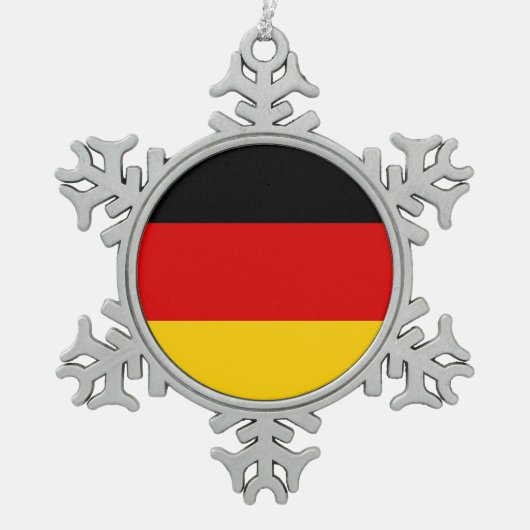 Schneeflocke mit deutscher Flagge Schneeflocken Zinn-Ornament (Vorderseite)