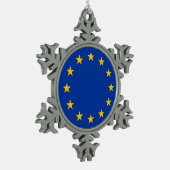 Schneeflocke mit europäischer Gewerkschaft-Flagge Schneeflocken Zinn-Ornament (Links)