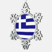 Schneeflocke mit griechischer Flagge Schneeflocken Zinn-Ornament (Rechts)