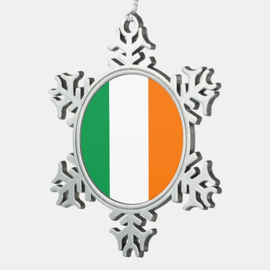 Schneeflocke mit irischer Flagge Schneeflocken Zinn-Ornament (Rechts)