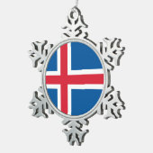Schneeflocke mit isländischer Flagge Schneeflocken Zinn-Ornament (Rechts)