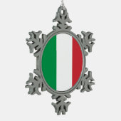 Schneeflocke mit italienischer Flagge Schneeflocken Zinn-Ornament (Links)