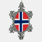 Schneeflocke mit norwegischer Flagge Schneeflocken Zinn-Ornament (Links)