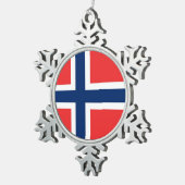 Schneeflocke mit norwegischer Flagge Schneeflocken Zinn-Ornament (Rechts)