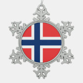 Schneeflocke mit norwegischer Flagge Schneeflocken Zinn-Ornament (Vorderseite)