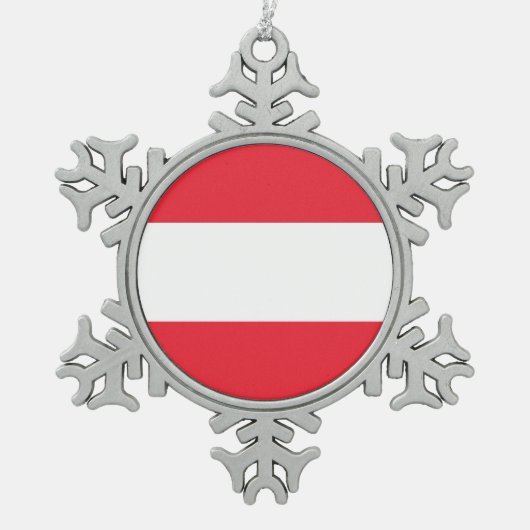 Schneeflocke mit österreichischer Flagge Schneeflocken Zinn-Ornament (Vorderseite)