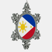 Schneeflocke mit philippinischer Flagge Schneeflocken Zinn-Ornament (Links)