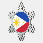 Schneeflocke mit philippinischer Flagge Schneeflocken Zinn-Ornament (Rechts)