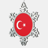 Schneeflocke mit türkischer Flagge Schneeflocken Zinn-Ornament (Rechts)