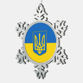 Schneeflocke mit ukrainischer Flagge Schneeflocken Zinn-Ornament (Rechts)