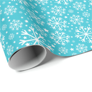 Schneeflocke-Muster auf blauem Weihnachten Geschenkpapier