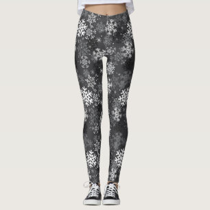 Schneeflocke-Muster-Druck-Leggings, grau Leggings