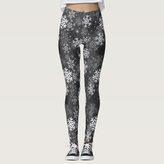 Schneeflocke-Muster-Druck-Leggings, grau Leggings (Vorderseite)
