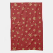 Schneeflocke-Muster-Gold auf Rot Geschirrtuch (Vertikal)