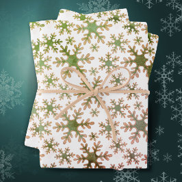 Schneeflocke Muster Green Pink Weihnachtsfeiertag Geschenkpapier Set