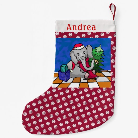 Schneeflocke-Muster-personalisierter Kleiner Weihnachtsstrumpf (Rückseite)