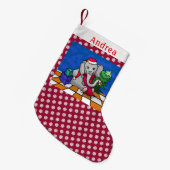 Schneeflocke-Muster-personalisierter Kleiner Weihnachtsstrumpf (Vorderansicht (hängend))