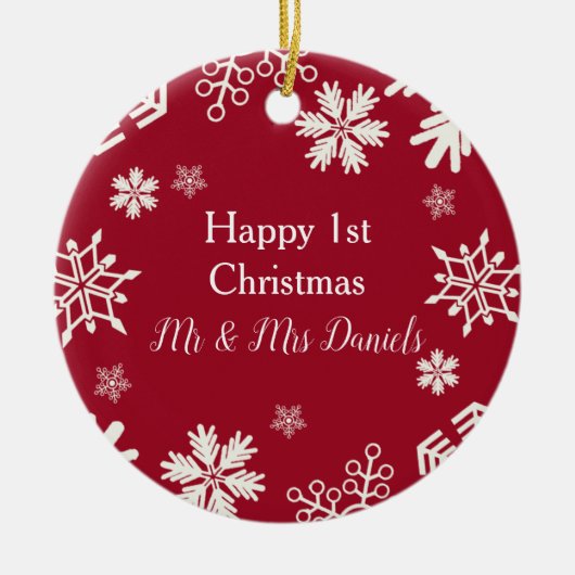 Schneeflocke Neuvermählte Weihnachtsschmuck (Vorne)