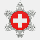 Schneeflocke Ornament mit Schweizer Flagge (Vorderseite)