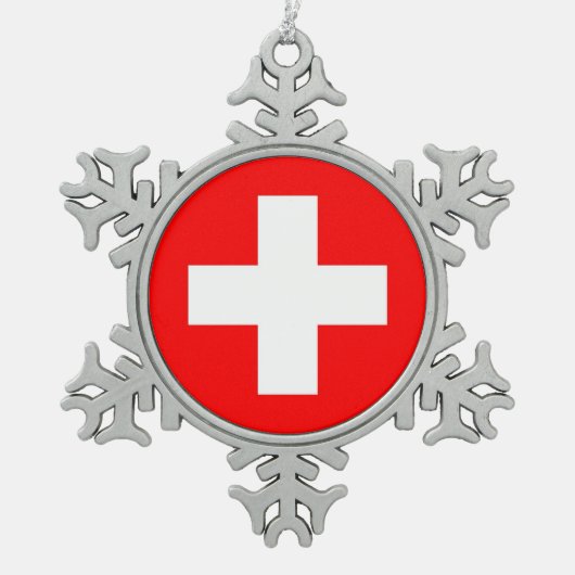 Schneeflocke Ornament mit Schweizer Flagge (Vorderseite)
