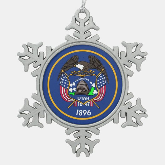 Schneeflocke Ornament mit Utah Flag (Vorderseite)