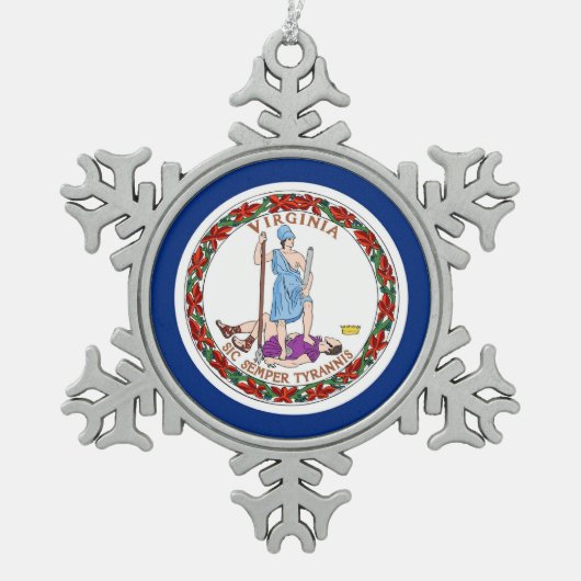 Schneeflocke Ornament mit Virginia-Flagge (Vorderseite)