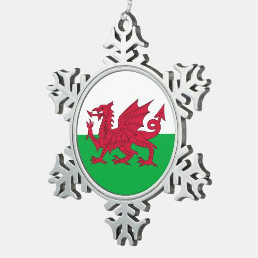 Schneeflocke Ornament mit Wales Flag (Rechts)