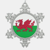 Schneeflocke Ornament mit Wales Flag (Vorderseite)