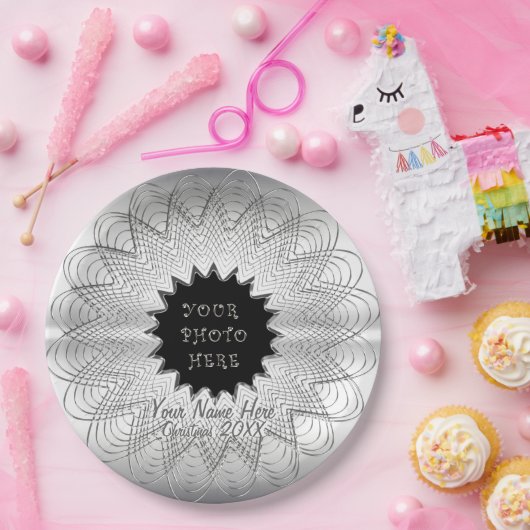 Schneeflocke (Personalisiertes Foto Plate) Pappteller (Party)