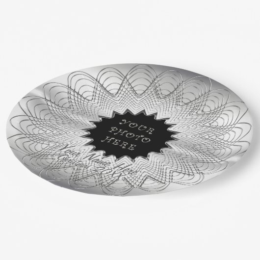 Schneeflocke (Personalisiertes Foto Plate) Pappteller (Schrägansicht)