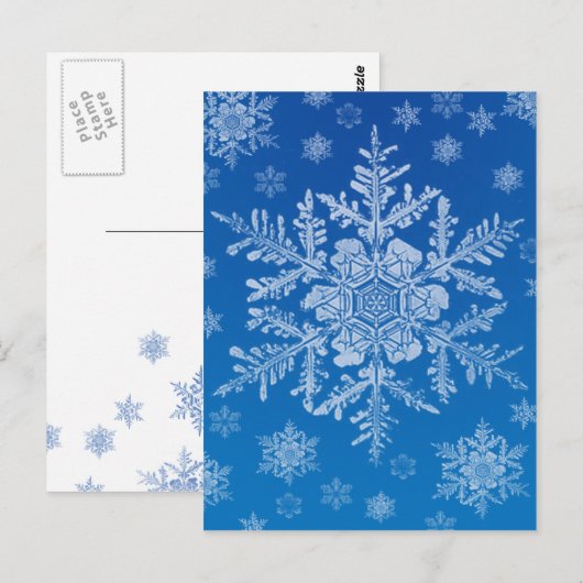 Schneeflocke Postkarte (Vorne/Hinten)