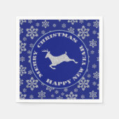 Schneeflocke Rentier Silver Blue Serviette (Vorderseite)