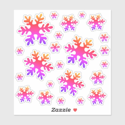 Schneeflocke Rosa farbenfroher Schnee Winterweihna Aufkleber (Blatt)