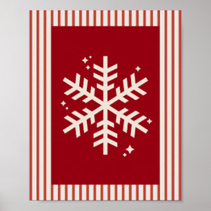 Schneeflocke Rot Gestreift Poster